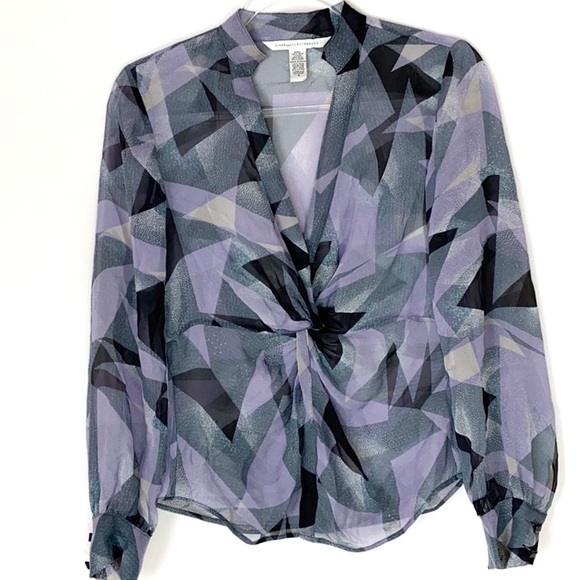 Diane von Furstenberg sheer silk twist front top - Picture 1 of 7
